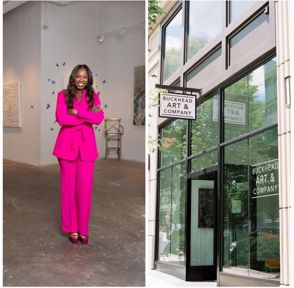 Karimah McFarlane, owner of Buckhead Art & Company stands inside the contemporary art gallery