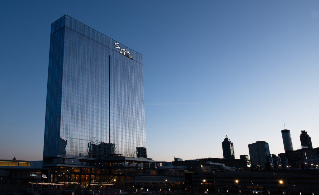 exterior of a brand new high rise hotel in downtown atlanta