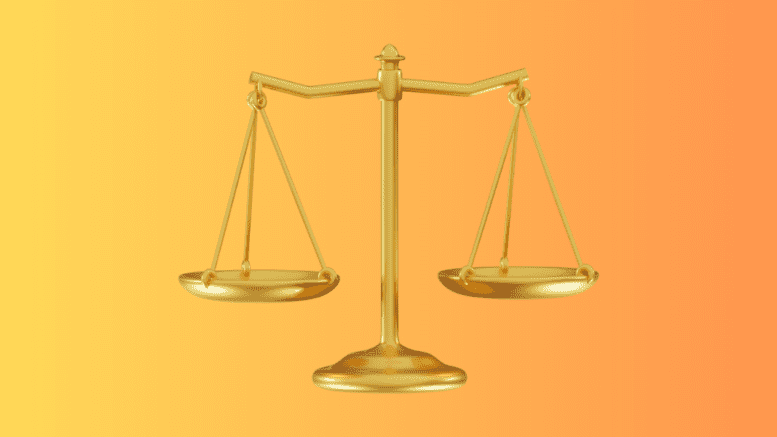 A gold set of the scales of justice