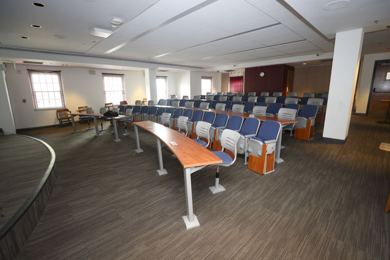 One of the lecture areas is shown in the Nabrit Mapp McBay Science building on the Morehouse College campus, Monday, March 18, 2024, in Atlanta. The U.S. Department of Energy is recognizing Morehouse on Tuesday for a 31% reduction in energy intensity. The Nabrit Mapp McBay Science Building has HVAC equipment upgrades, energy efficient windows, and new LED lighting. (Jason Getz / jason.getz@ajc.com)