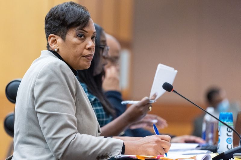 Fulton County Deputy District Attorney Adriane Love is seen in court during the ongoing “Young Slime Life” gang trial in Atlanta on Tuesday, October 31, 2023. Prosecutors plan to call about 400 witnesses to present their case to the jury. (Arvin Temkar / arvin.temkar@ajc.com)