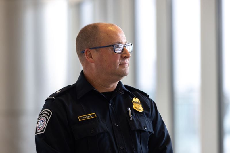 Port Director Zachary “Clay” Thomas poses for a portrait at the Hartsfield-Jackson airport international terminal in Atlanta on Wednesday, March 27, 2024. (Arvin Temkar / arvin.temkar@ajc.com)