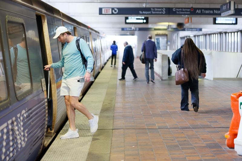 Passengers and travelers entering the MARTA station at the airport on Tuesday, February. 27, 2024. MARTA is starting to work on a significant renovation to the station and will close to the public on April 8th.
Miguel Martinez /miguel.martinezjimenez@ajc.com