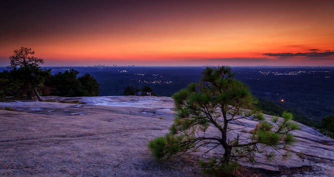 Stone mountains state park, sunset over atlanta Georgia